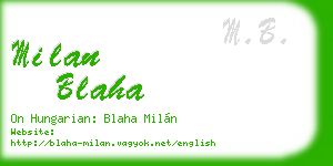 milan blaha business card