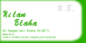 milan blaha business card